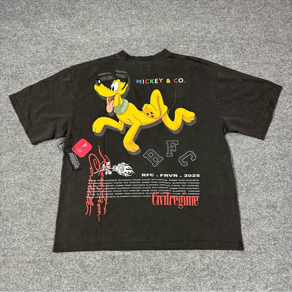 Civil Regime Mickey and Friends Pluto Shirt Oversized Large Gym Casual NEW